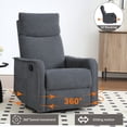 thumbnail image 4 of Heat Massage Manual Recliner Chair with Rocker and Swivel in Fabric for Living Room, Light Grey, 4 of 19
