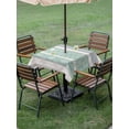 thumbnail image 4 of Outdoor Tablecloth with Umbrella Hole for Patio/Picnic/Party/Camping, Farm Fruits Waterproof Table Cloth Square Cover Washable, Watermelon Lemons Peach Green Grey Striped (60"x 60"), 4 of 8