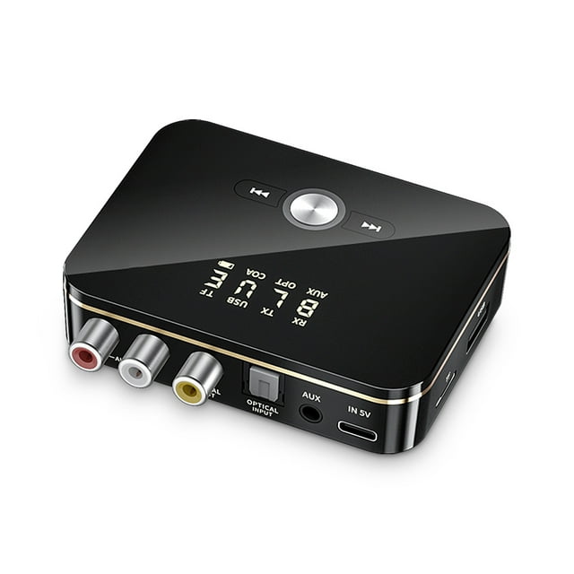 Sidaley Transmisor receptor compatible con Bluetooth 5,0 estéreo 3,5mm Jack RCA adaptador de Audio inalámbrico óptico micrófono Control Cables de audio/vídeo