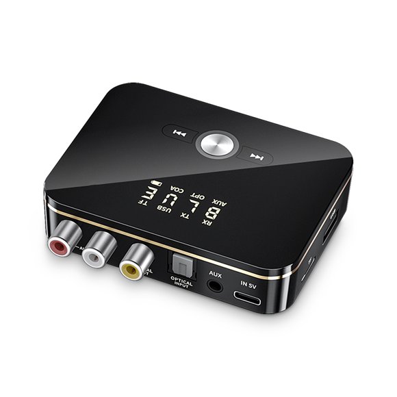 Seitruly Transmisor receptor compatible con Bluetooth 5,0 estéreo 3,5mm Jack RCA adaptador de Audio inalámbrico óptico micrófono Control Cables de audio/vídeo