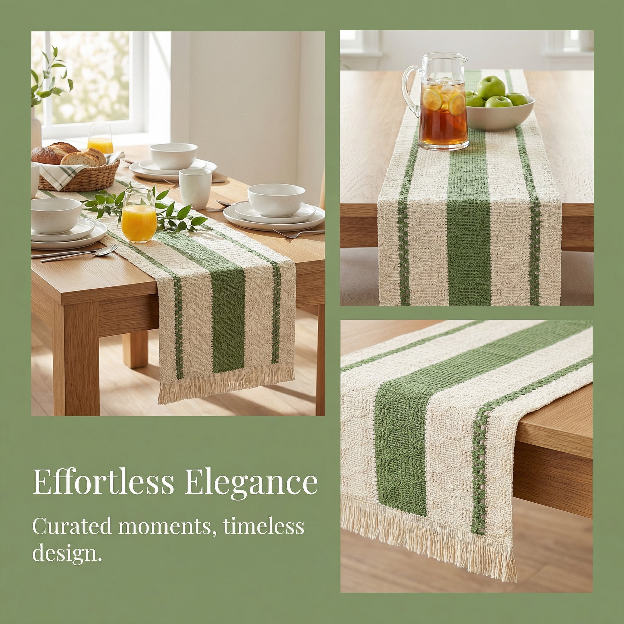 Unique Bargains Farmhouse Polyester Table Runner for Birthday Decoration Green 11.8"x70.9"