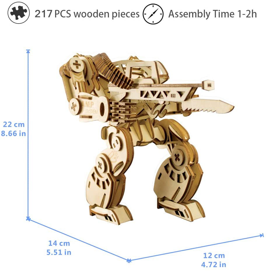 DIY 3D Woodcraft Wooden Robot Puzzle Construction Jigsaw Kids Kit Toy Model 