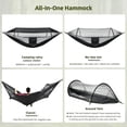 thumbnail image 4 of Vyrelis Camping Hammock with Tree Straps Hammock Tent with Mosquito Net and Sunshade Tree Hammock for Travel Backpacking Hiking Gear (Black), 4 of 9