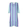 thumbnail image 4 of TAGOLD Womens Summer Dress Clearance,Plus Size Casual Dress for Womens,Women Casual Loose Printed Irregular Buttoned Hem V-Neck 3/4 Sleeve Dresses, 4 of 5