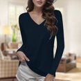 thumbnail image 2 of Towmus Women Shirts V Neck Short Ladies Long Sleeve Tee Shirts Basic Tops, 2 of 6