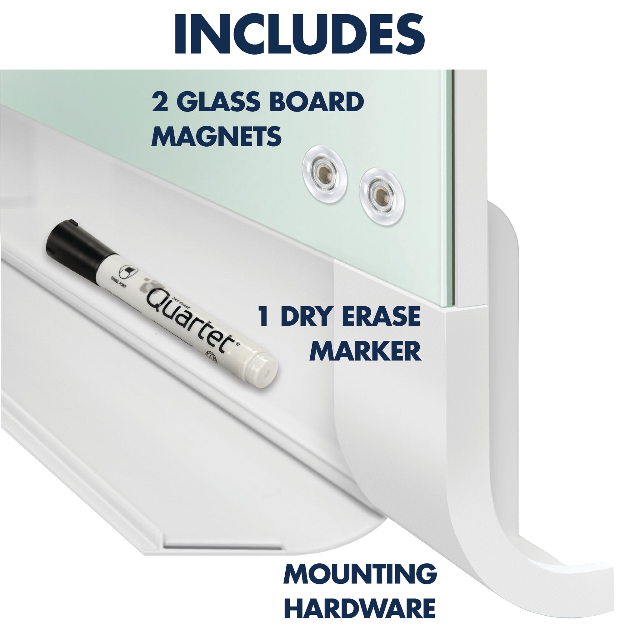 Quartet® Horizon™ Glass Magnetic Unframed Dry-Erase Whiteboard, 28" x 50", White