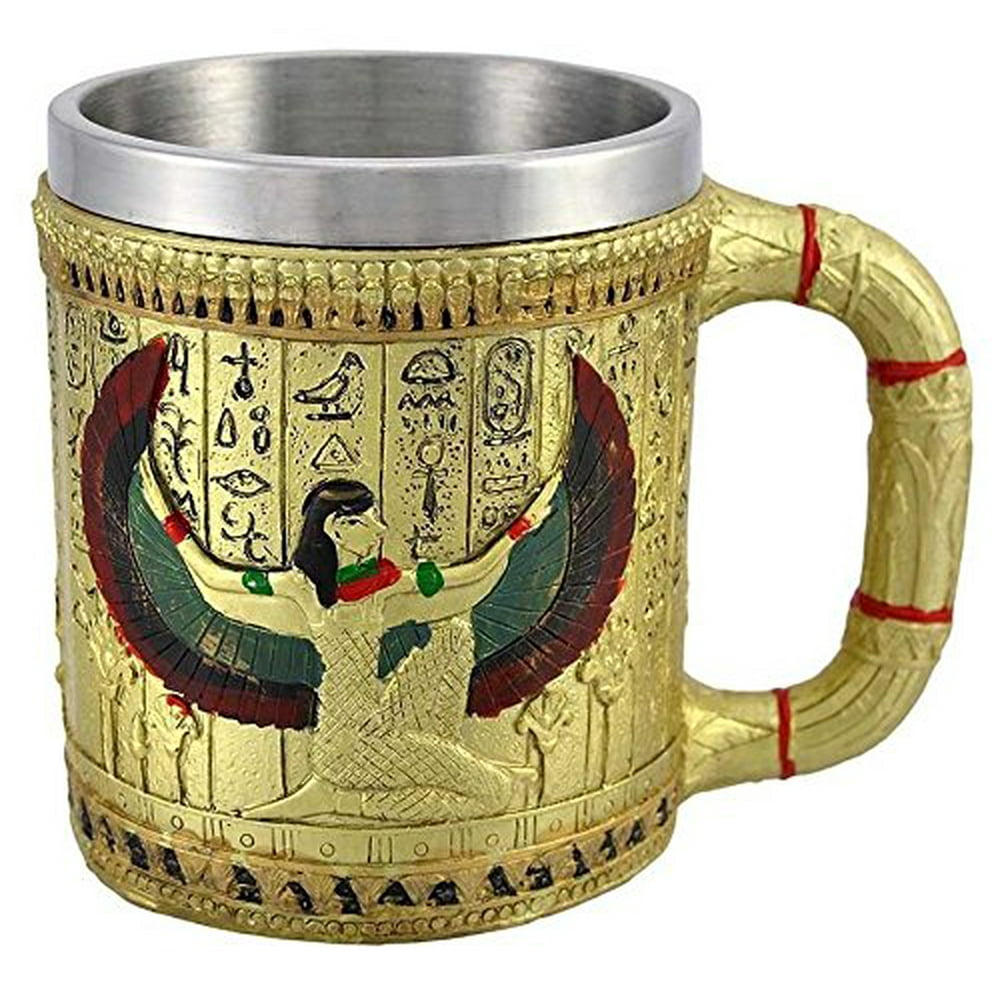 Egyptian Theme Golden Winged Isis Motherhood and Magic Goddess Beer
