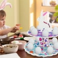 thumbnail image 2 of CWCWFHZH Easter Cupcake Stand 2 Tier Happy Easter Bunny Flower Dessert Tray Family Holiday Party Cupcake Stand, 2 of 6