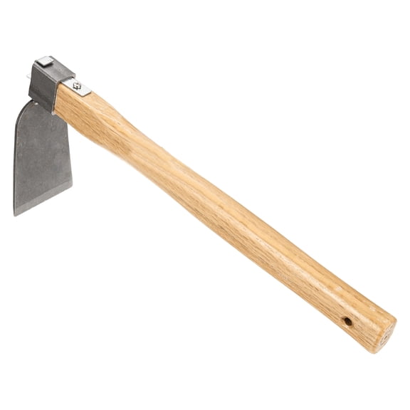 Heavy Duty Curved Hoe, 15.4 Inches Stainless Steel Mattock with Garden Hoe for Digging, Weeding, and Planting, Gardening Tool with Wooden Handle