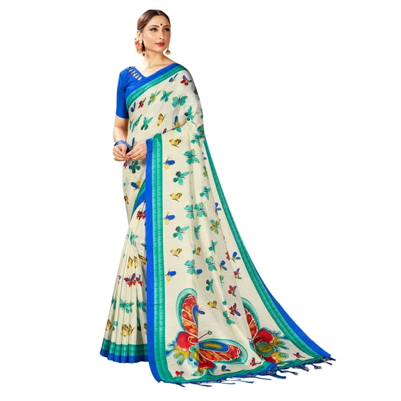 Sarees for Women Mysore Art Silk Printed Saree || Ethnic Gift Indian Traditional Wedding Sari with Unstitched Blouse