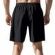 thumbnail image 3 of pstuiky Pantalones cortos para hombre, Pantalones cortos de lino con cintura elástica y botones de color liso para hombre, versátiles y a la moda. Pantalones cortos de baloncesto, 3 of 8