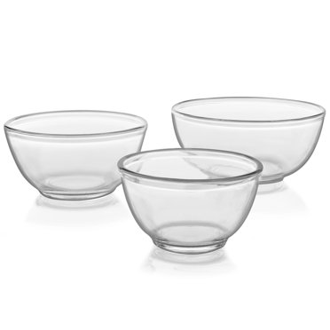 Libbey Baker's Basics 3 Piece Glass Mixing Bowl Set, Multi Size