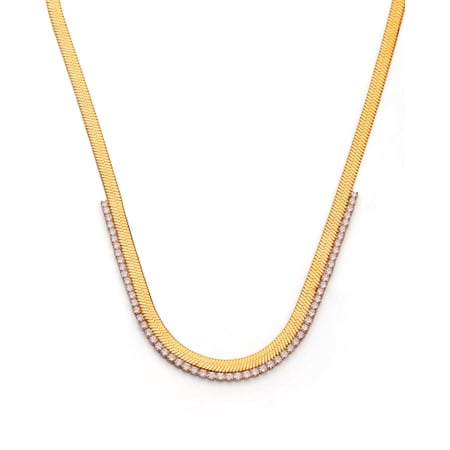 18K Gold Plated Snake Chain Zirconia Tennis Necklace