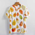 thumbnail image 3 of Autumn Harvest Maple Leaves Thanksgiving Women's Short Sleeve T-Shirt Crew Neck Casual Summer Trendy Loose Fit Tops, 3 of 6