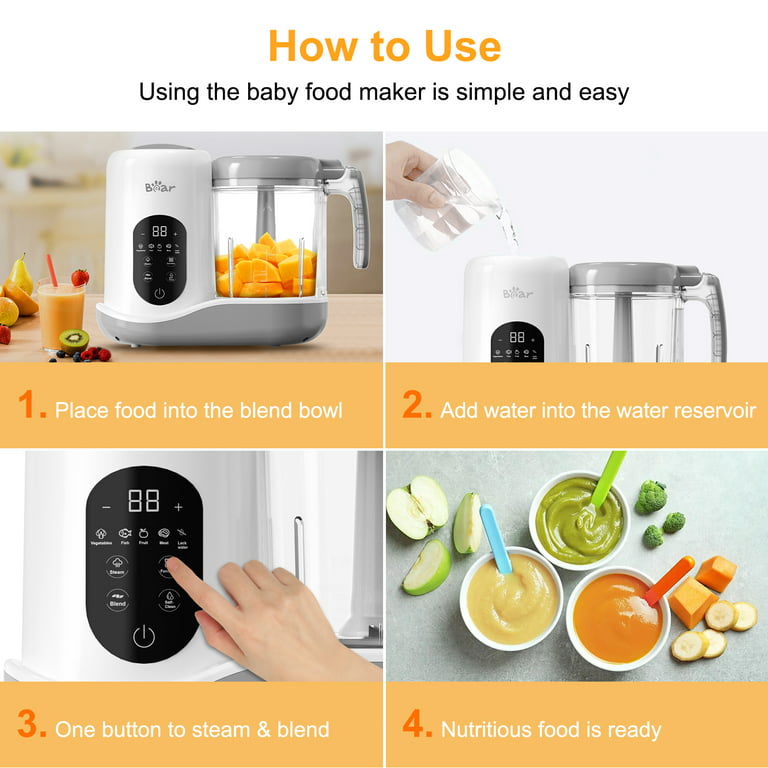Baby Food Maker, Puree Food Processor,Steam Cook And Mixer, Warmer Machine  , All-in-one Auto Cooking, Auto Cooking & Grinding