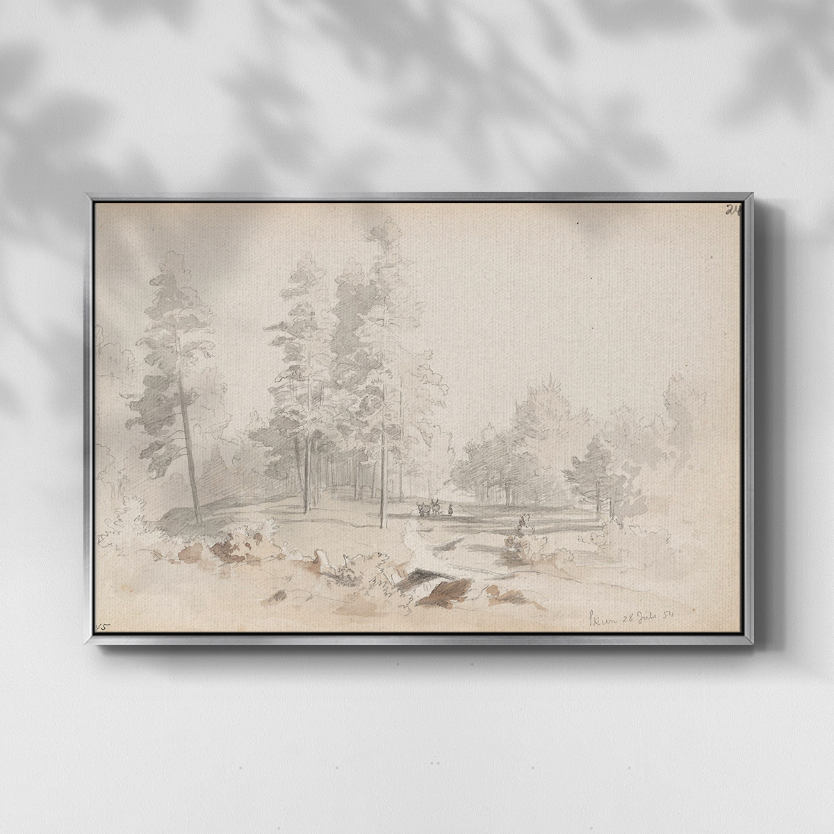Vintage Sketch-XXXV By Wexford Home Framed in Silver Wood Gallery Wrapped Canvas 25 in. x 37 in.