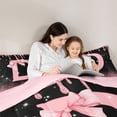 thumbnail image 4 of Manfei Cartoon Bow Letter D Monogrammed Twin Comforter Sets 3-Piece for Girls Teens,Princess Glitter Print Bedding Set for Kids,Pink Reversible,Breathable Home Decor, 4 of 6