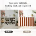thumbnail image 6 of Burnt Orange Stripe Small Cabinet Curtains 10"W x 11"L, Farmhouse Striped Abstract Art Sink Skirt Dust-Proof Short Curtain for Bathroom Vanity Storage Cubby Desk, Self Adhesive Privacy Drapes, 6 of 9