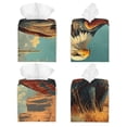thumbnail image 2 of Logiee Tissue Box Cover 5X5X5'' PU Leather Tissue Holder Square Tissue Cube Box Organizer for Bathroom Vanity Countertop,Car,Night Stands,Office,Home,Kitchen (Western Desert Cactus Bald Eagle), 2 of 8
