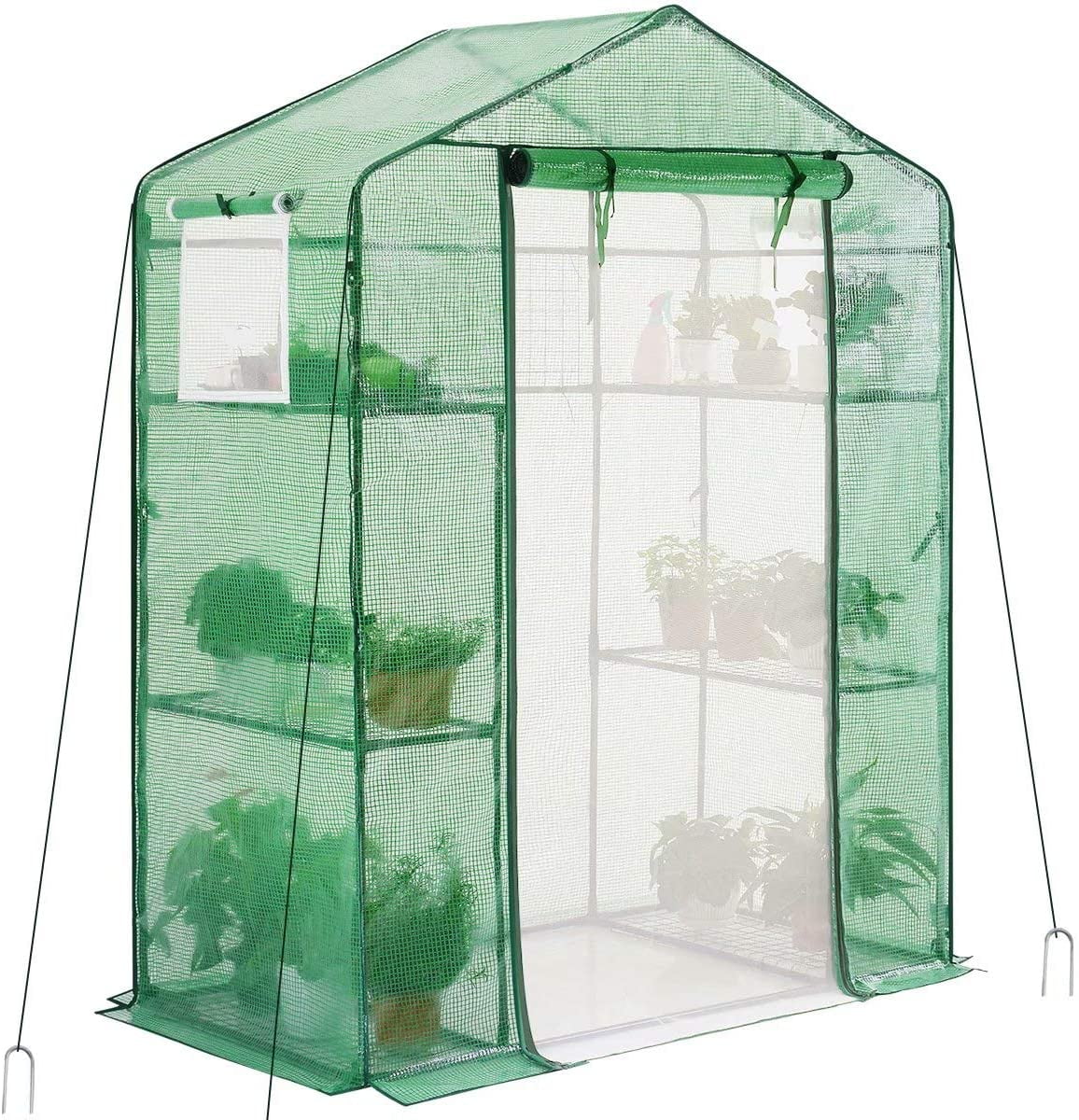 Quictent 56''x29''x77'' Greenhouse Mesh Door 2 Windows 3 Tiers 6 Shelves Green House Walk in