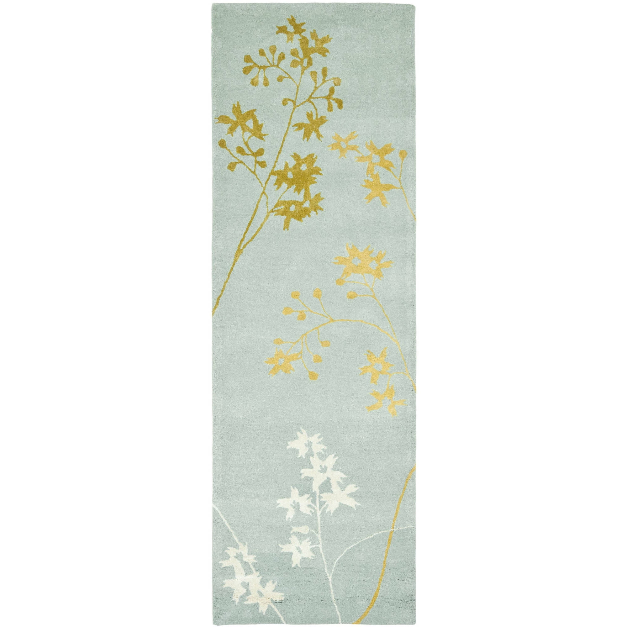 SAFAVIEH Soho Emerald Floral Wool Runner Rug, Light Blue/Multi, 2'6" x