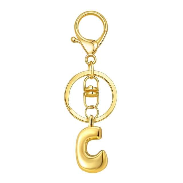 Hearth & Gear Custom Letter Keychain Key Ring For Initial Charm With Sturdy Metal Loop And Easy To Find Design For And Luggage