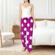 thumbnail image 4 of Fotbe Purlpe And White Polka Dot Pantalones de Pijama para Mujer, Pantalones de Dormir, Pantalones Pj con Cordón y Bolsillos-X-Large, 4 of 6