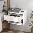 thumbnail image 3 of Joyyskill Floating Nightstand with Drawer Set of 2, Small Wall Mounted Bedside End Table, Modern Fluted Night Stand, White, 3 of 7
