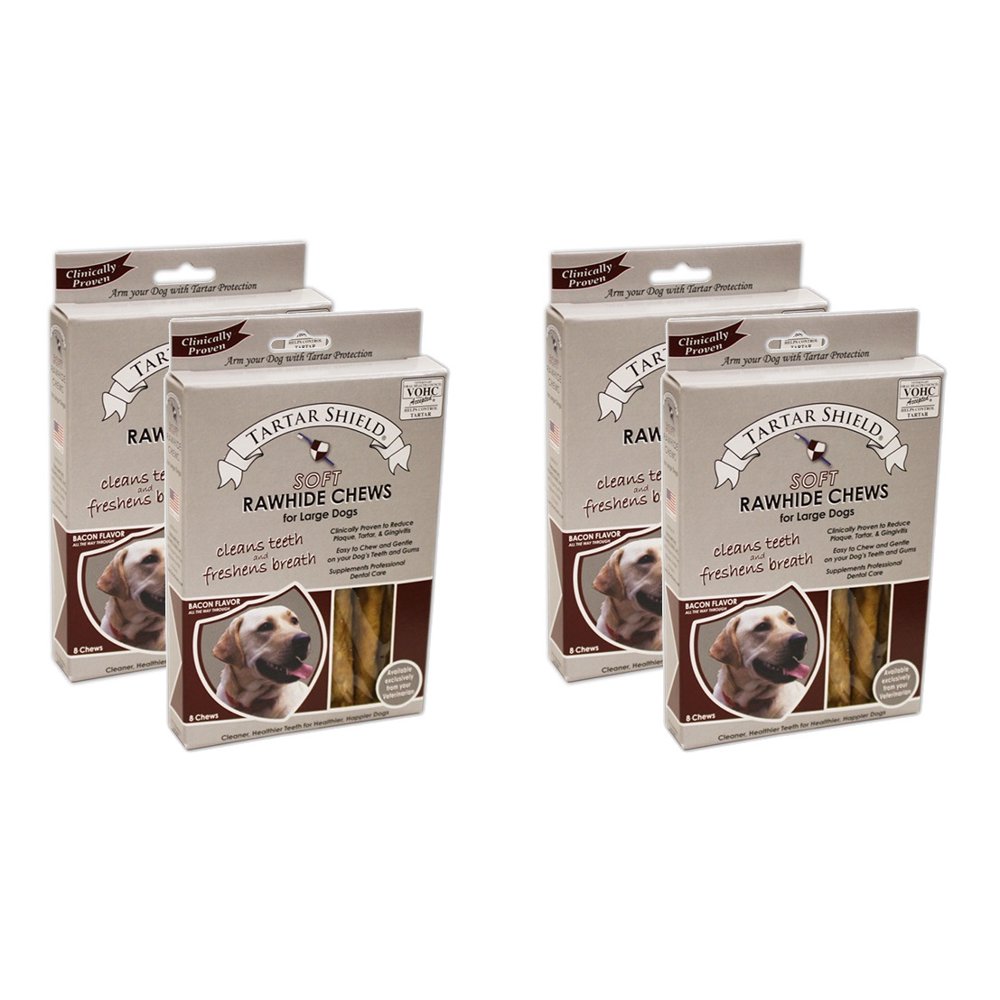 Tartar Shield Soft Rawhide Chews for Large Dogs 8 Count 4 Pack