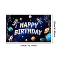 thumbnail image 2 of Space Theme Happy Birthday Banner Astronaut Design Galaxy Balloon Backdrop for Kids Birthday Party Decoration, 2 of 7