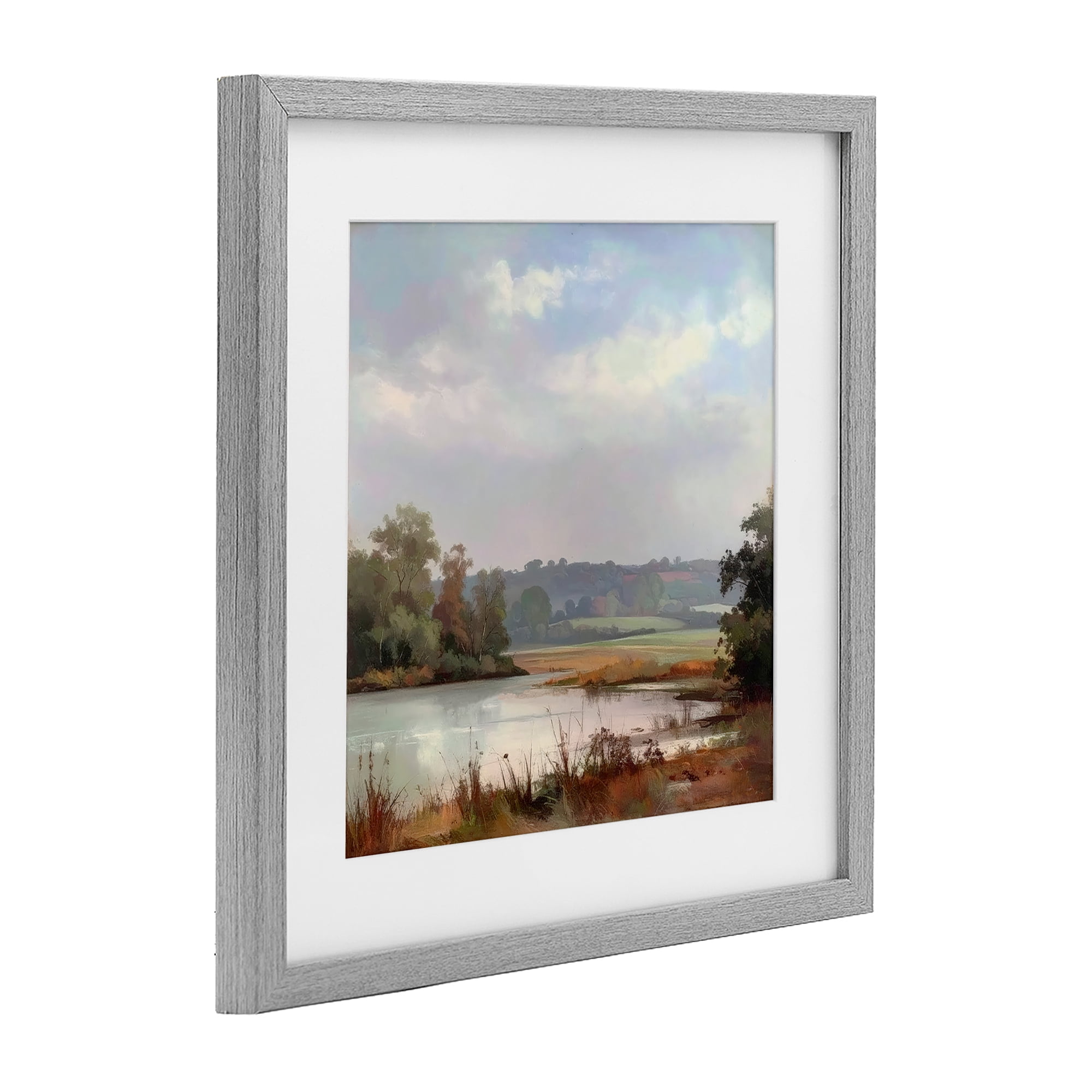 Stupell Industries Riverside Grove Scenery Gray Framed Print Under Glass, design by Alonza Saunders