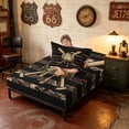 thumbnail image 4 of Manfei Camo Baseball US Flag Twin Sheets, Hunting Sports Theme Bedding, Brown Black, Black Reversible 3 Pieces (1 Flat Sheet, 1 Fitted Sheet and 1 Pillowcase), 4 of 6