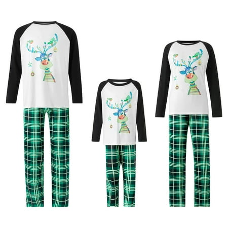 

wsevypo Family Matching Christmas Pajamas Set Women Men Kids Xmas Elk Printed Sleepwear Nightwear