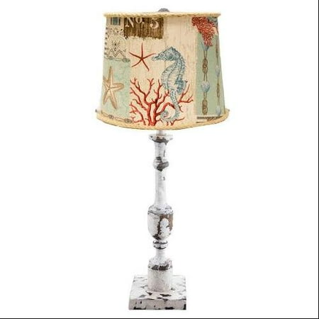 23" Oceanic Heavily Distressed White and Brown Table Lamp with Nautical Shade