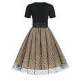 thumbnail image 4 of SWSMCLT Women's Vintage Dresses Short Sleeve Fall Party Mesh 1950s 50s 60s Polka Dot Printed Summer A Line Date Night Black Large, 4 of 4