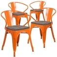 thumbnail image 2 of BizChair 4 Pk. Orange Metal Chair with Wood Seat and Arms, 2 of 9