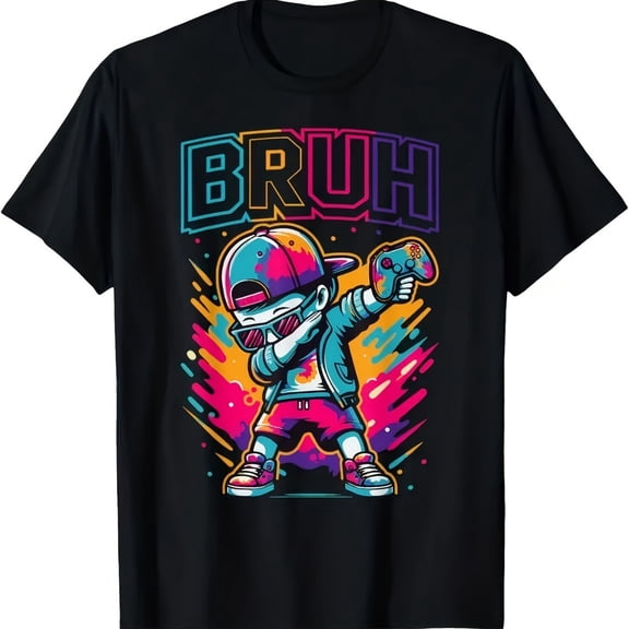 Fun Gamer Cartoon Print Boys & Girls T-Shirt, T-Shirt for Kids Youth, 180gsm, 100% Cotton