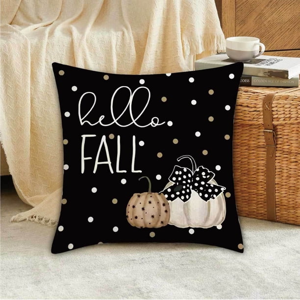 Juego de fundas de cojín con diseño de calabaza otoñal | Funda de cojín decorativa de 45 x 45 cm para interior y exterior, ideal para sofá cama | Decoración otoñal para el hogar con temática de