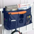 thumbnail image 5 of Bedside Caddy, 8 Pockets Hanging Storage Bag Organizer Holder for Bunk Dorm Rooms & Hospital Bed Rails, Navy Blue, 5 of 7