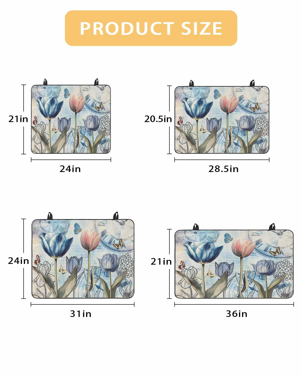 nqOlkjepod Large Induction Cooktop Protector Mat 24"x21", Colorful Tulips Stove Top Covers for Electric Stove, Spring Pastoral Flowers Retro Butterfly Stove Burner Cover Mats, Glass Top Stove Cover