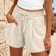 thumbnail image 3 of Wide Leg Shorts for Women Summer Casual Lightweight Elastic High Waist Loose Fit Beach Shorts with Pockets, 3 of 7