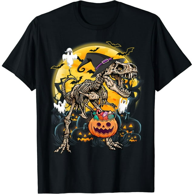T-Shirt Squelette Effrayant Dinosaure T rex pour Garçons d'Halloween - comme sur l'Image - 2TG
