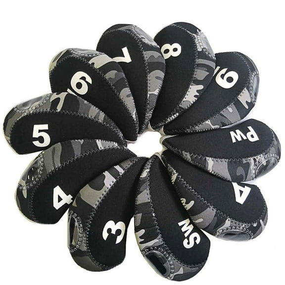 10Pcs/Pack Golf Iron Covers Set Golf Club Head Cover Golf Covers ,,,,7,8,9,S,A,P Headcover Fit Most Irons Soft Waterproof