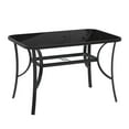 thumbnail image 1 of Soges Outdoor Tempered Glass Table Patio Dining Table with Umbrella Hole Steel Frame 47 inch Black Glass, 1 of 7