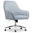 thumbnail image 1 of Serta Chloe Modern Office Chair Pleated Mid-Back Chrome Metal Base Blue Velvet, 1 of 11