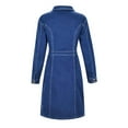 thumbnail image 5 of OSOLU Dresses Solid Color Women Sexy Fashionable Multi Button Decorative Lapel Single Belted Long Slim Fit Long Sleeve Denim Dress Classic Sundress Flowy Vacation Dress, 5 of 8