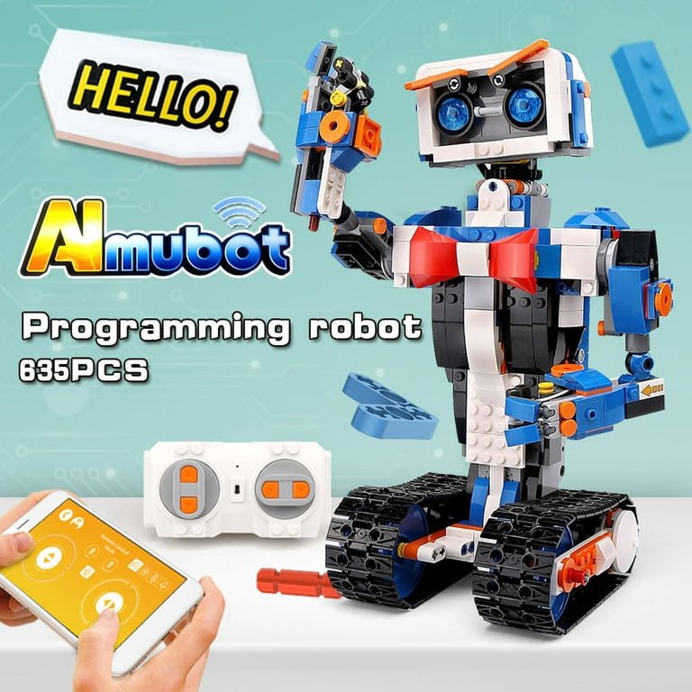 Stem Robot Building Block Toys for Kids,OKK Remote and App Controlled Engineering Science Educational Assembling Learning Kits Intelligent