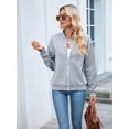 thumbnail image 3 of Womens Jacket Coat Casual Stand Collar Zip Up Fall Fashion Jackets Outfits with Pockets Grey XXL, 3 of 8