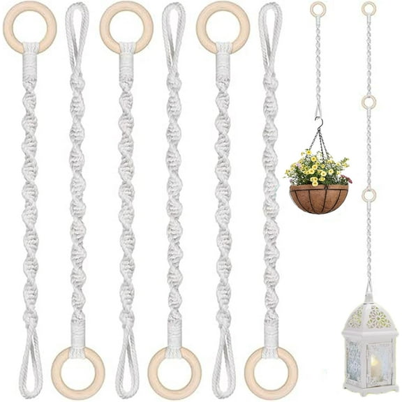 Adjustable Macrame Plant Hanger Extender: 6-Pack Thickened Durable Rope Hanging Plant Extender for Indoor Outdoor Plant Pot Holder Home Decoration Handmade Woven Chain (A3)