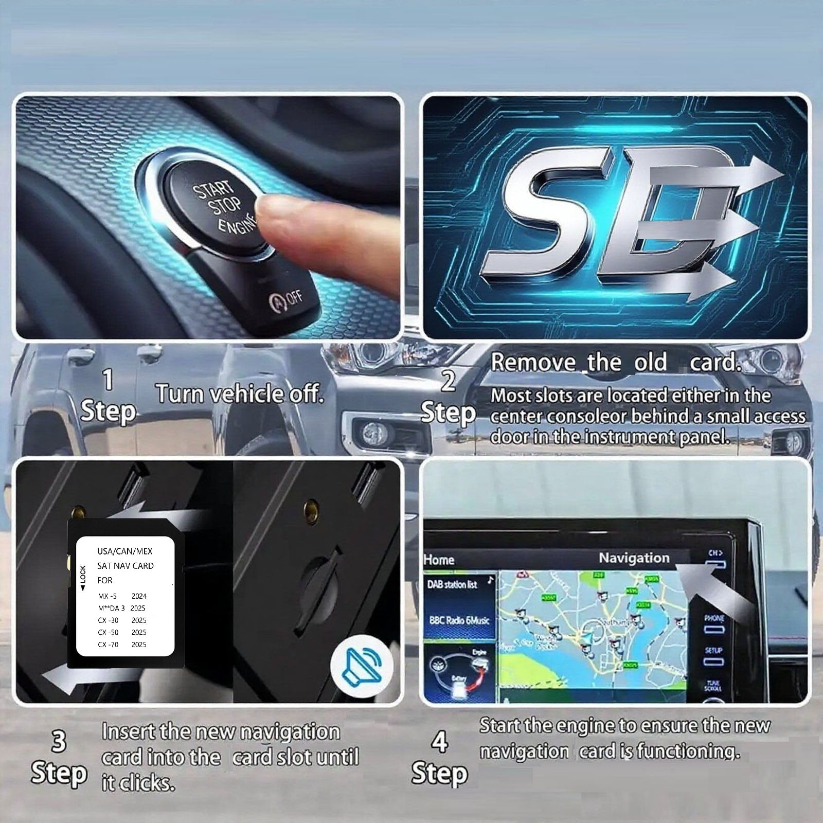 2025 2026 Latest Navigation SD Card Compatible with 2024-MX-5, 2025-CX-30, 2025-CX-50, 2025-CX-70, 2025-3